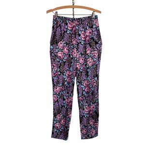 vintage 80s 90s floral extra high waisted soft pants S/M rose grunge USA vtg